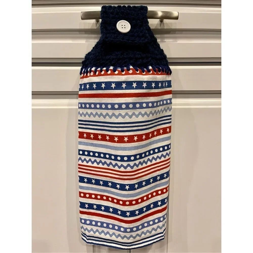 Crochet Top Kitchen Towel- Stars and Stripes
